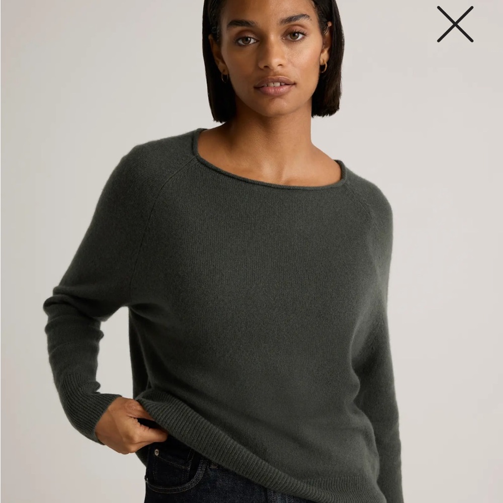 Quince Mongolian Cashmere Boatneck Sweater in Moss - size small